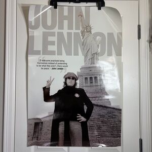 John Lennon Black and White Art Poster Statue of Liberty 2009 24x36